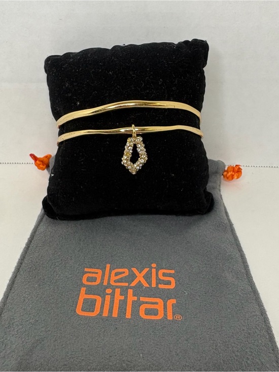 Alexis Bittar Jewelry - Alexis Bittar Gold-Tone Double Bangle Bracelet with Crystal Charm